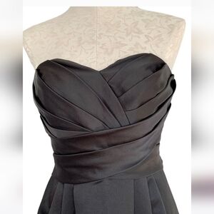 David's Bridal Vintage Black Satin Strapless Ballgown Bridesmaid Dress Size 10